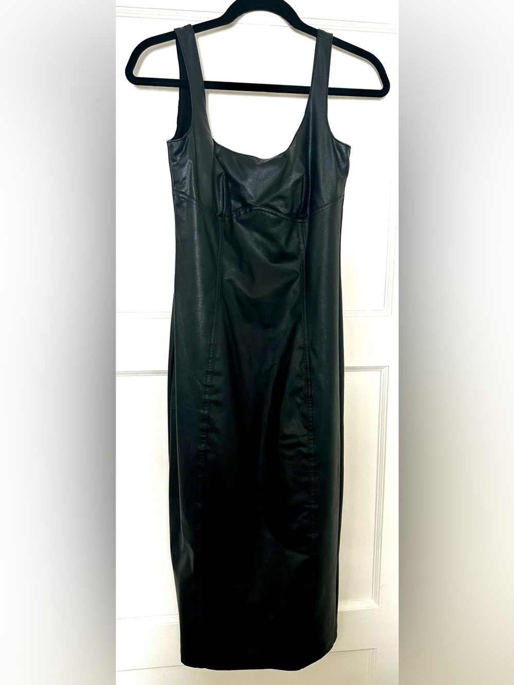 Forever 21 Black Faux Leather Midi Dress